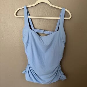Athleta Square Neck Bra Cup Tankini Swallowtail Blue Size 40D/DD summer ruched